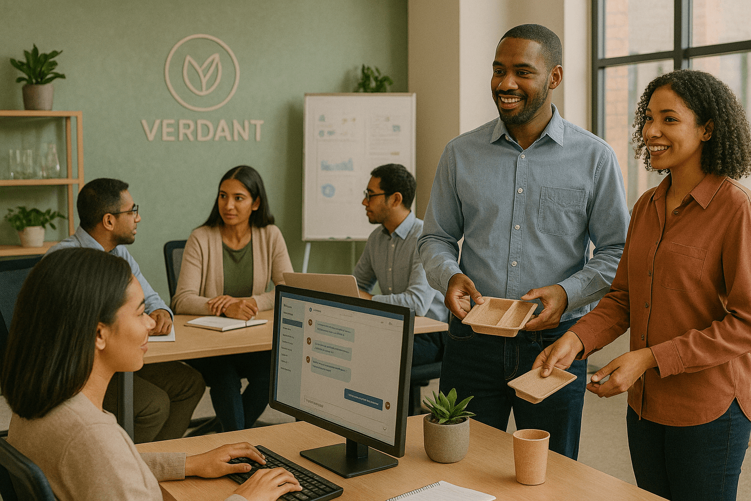 A close-up of a modern office phone and keyboard.
