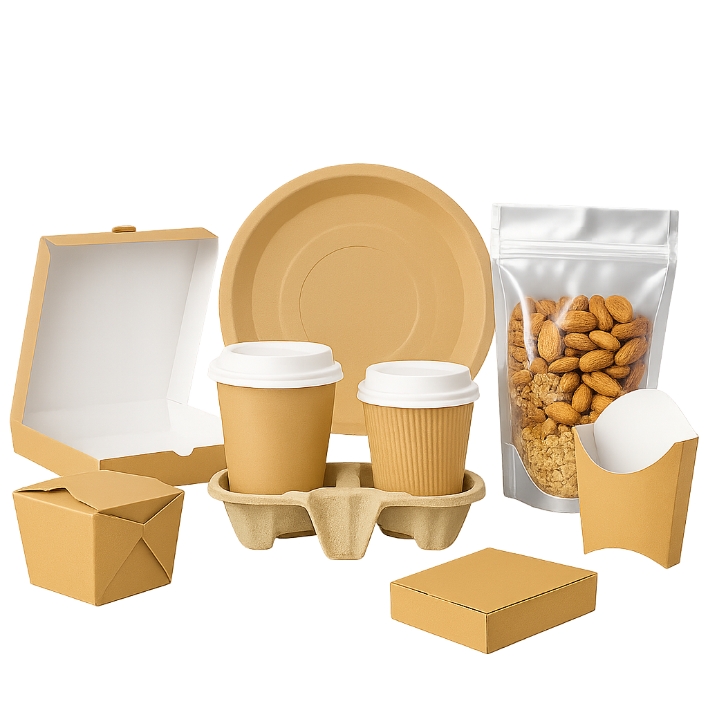 Left half of sustainable food packaging.